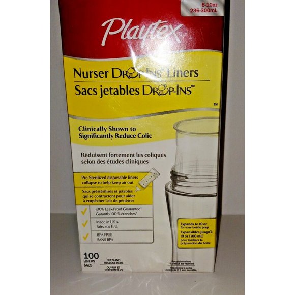 Playtex Nurser Drop-Ins Liners 100 Count Expands to 10oz New & Sealed Made USA - Picture 4 of 6